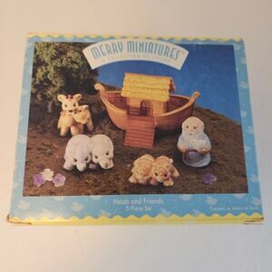 Hallmark Noah & Friends Vintage 5 Piece Set Merry Miniatures 1995 Collectible